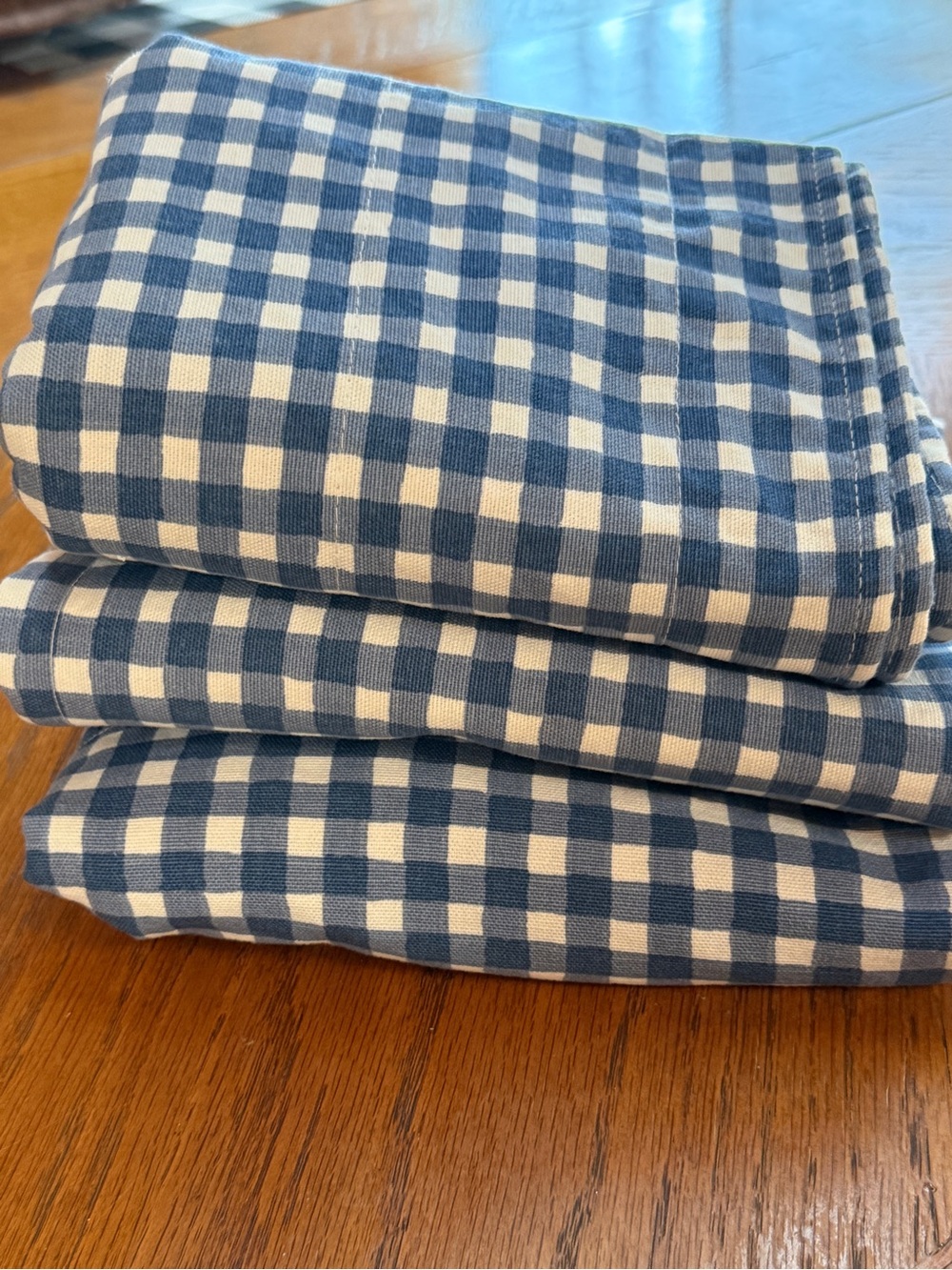 Gingham Valance blue and white check Valances set of 3 - 78”x15”